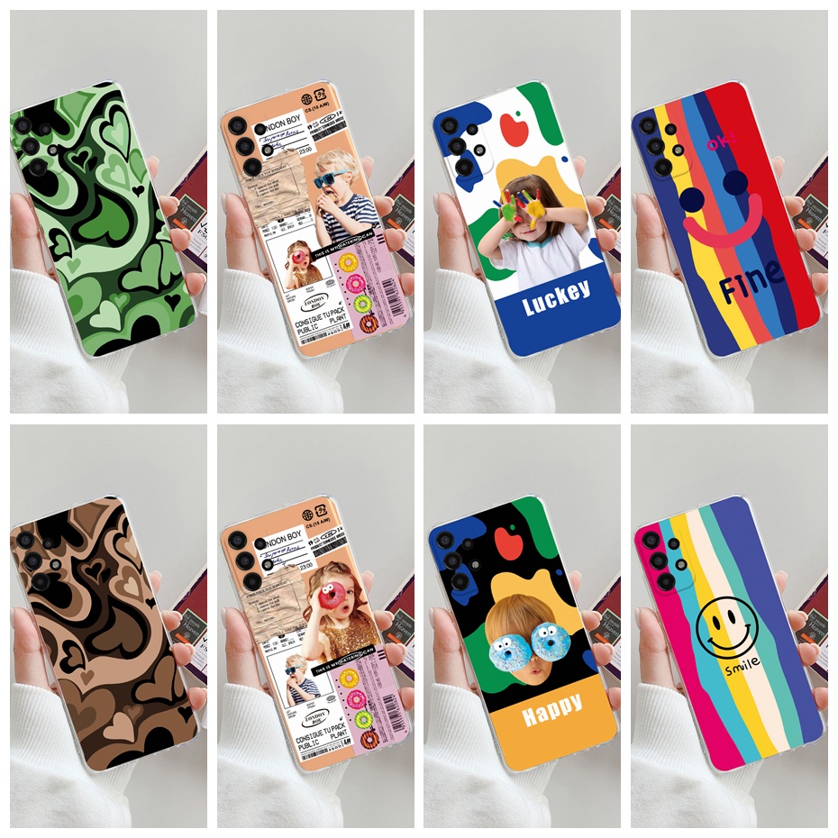 เคส Samsung Galaxy A13 A03 A03S 4G A33 A53 A73 5G เคส น่ารัก หัวใจ ศิลปะ พิมพ์ลาย เคสใส นิ่ม TPU เคสโทรศัพท์
