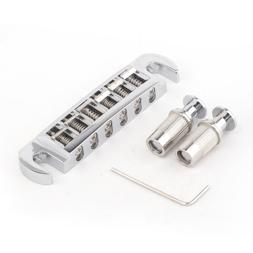 Musiclily Pro 52.5 มม.Pigtail สไตล์ปรับ Wraparound Bridge Tailpiece สําหรับ Les Paul สไตล์กีตาร์ไฟฟ้า, Chrome