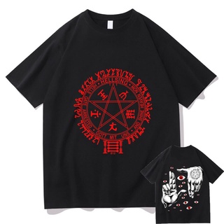 เสื้อยืดผู้ 【Boutique Selection】เสื้อยืด ผ้าฝ้าย 100% พิมพ์ลายกราฟฟิคอนิเมะญี่ปุ่น Alucard Hellsing Vampire Hunter สําหร