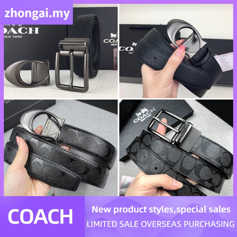 6Og4 【Two buckles】 COACH Men's belt double buckle double head belt