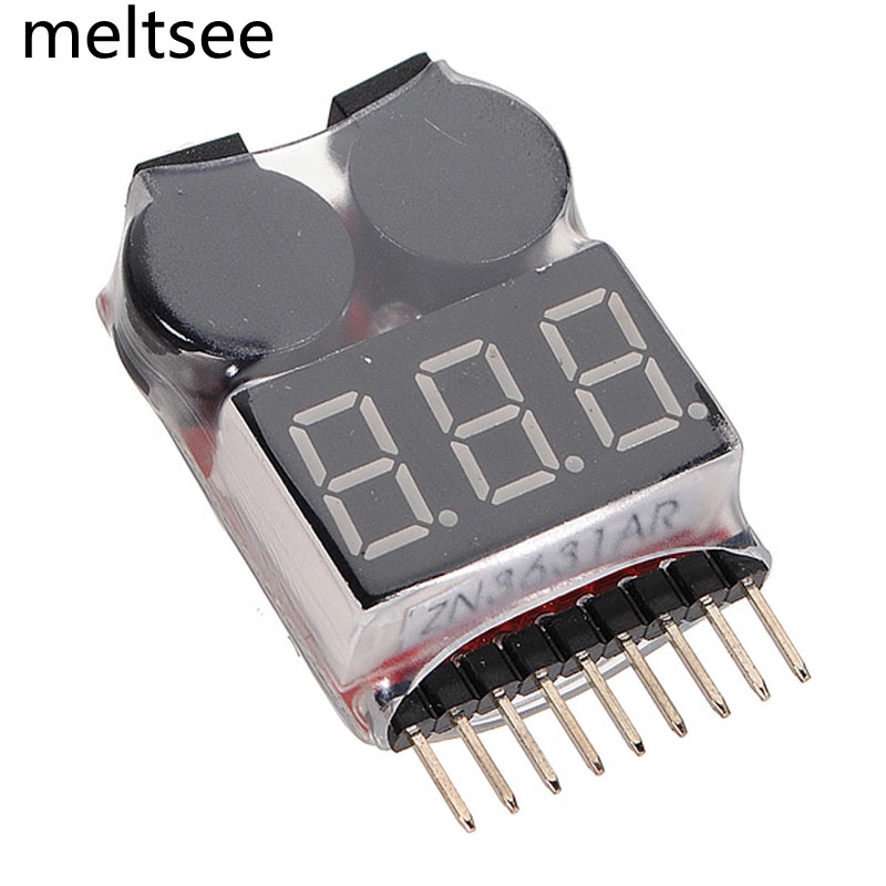 เครื่องทดสอบแรงดันไฟฟ้าต่ำแบตเตอรี่ lipo พร้อมสัญญาณเตือน 1-8S LED 1 ชิ้น 1-8S LED Low Voltage Buzzer Alarm Lipo Voltage Indicator Checker Tester