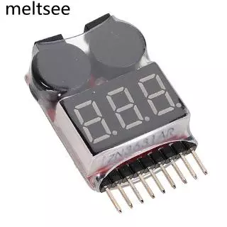 เครื่องทดสอบแรงดันไฟฟ้าต่ำแบตเตอรี่ lipo พร้อมสัญญาณเตือน 1-8S LED 1 ชิ้น 1-8S LED Low Voltage Buzzer Alarm Lipo Voltage Indicator Checker Tester
