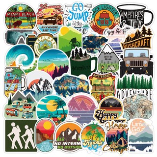 04- Outdoor adventure 50 travel stickers สติกเกอร์แคมป์ปิ้ง เอาท์ดอร์  สติ๊กเกออร์เต็นท์  camping outdoor stickers