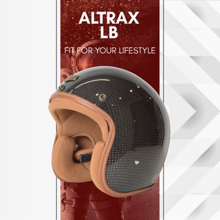 Altrax หมวกกันน็อควินเทจ รุ่น LB Carbon คาร์บอนแท้ นวมสีน้ำตาล