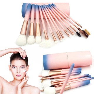 เซ็ตแปรง 12 ชิ้น สีชมพู พร้อมกระบอกใส่แปรง