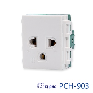 ปลั๊กกราวด์เดี่ยว เต้ารับเดี่ยวเสียบขากลมแบนพร้อมกราวด์ ช้าง PCH-903