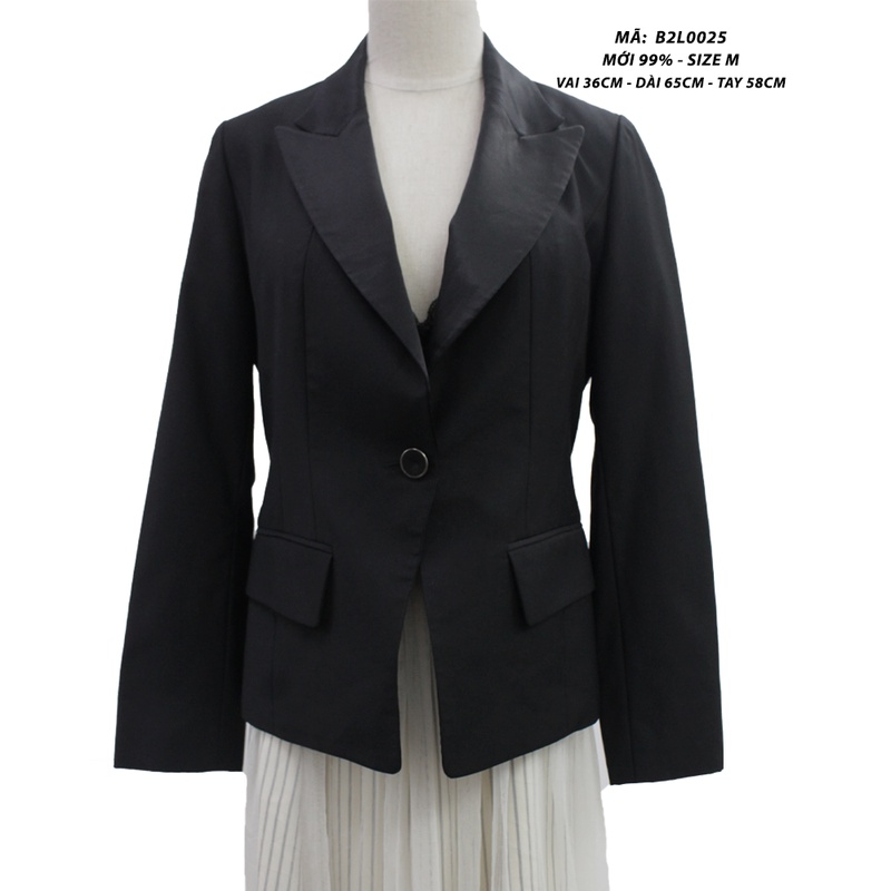Korean Blazer ออกแบบด้วย 1 ปุ่ม พื้นฐาน รูปแบบสํานักงานที่หรูหรา - ใหม่ 99% - Size M - CODE B2L0025