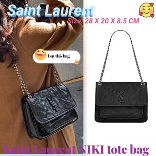 แซงต์โลรองต์  Saint Laurent  ysl  NIKI กระเป๋าถือหนังวินเทจพับขนาดกลาง/กระเป๋าผู้หญิง/กระเป๋าสะพายข้าง/กระเป๋าสะพาย/สไตล