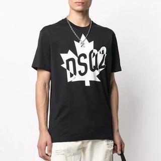 [S-5XL]Dsquared2 เสื้อยืดคอกลม แขนสั้น พิมพ์ลายใบไม้ ขนาดใหญ่ สไตล์ยุโรป อเมริกัน สตรีท สําหรับผู้ชาย ผู้หญิง