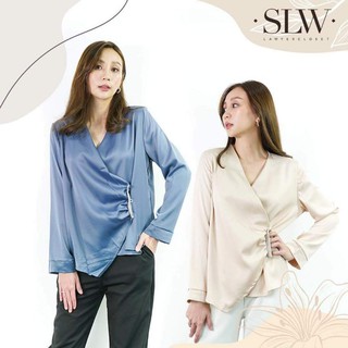 เสื้อแขนยาว​ **สีชมพู​** ผ้าซาตินพรีเมี่ยม​ แต่งเพชร​ ป้าย​ Lawyer