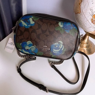 🎀 (สด-ผ่อน) กระเป๋าครอสบอดี้ลายดอกสีฟ้า COACH F38997 ISLA CHAIN CROSSBODY IN SIGNATURE CANVAS WITH JUMBO FLORAL PRINT