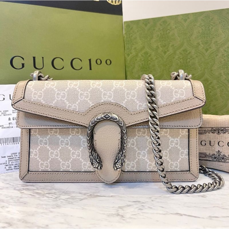New (Kept) Gucci Dionysus Small White Beige