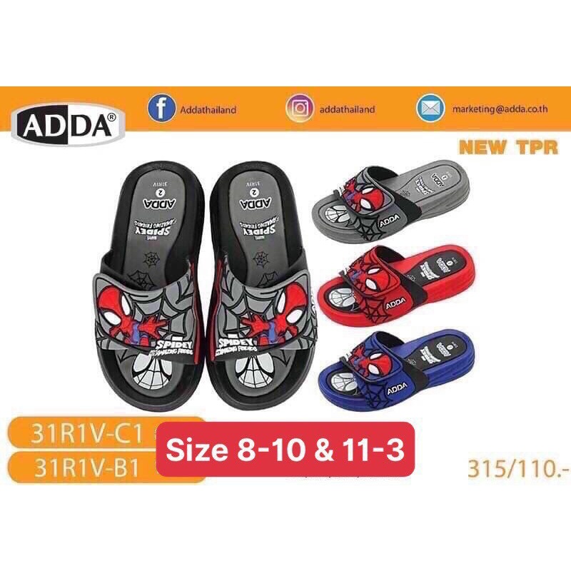 ADDA THAILAND BOYS SLIPPERS SUPER LIGHT พร้อม SUPERMAN SPIDER CARTOON PATTERNS