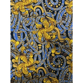 ผ้าชิ้นเล็ก ผ้าคอตตอนสีน้ำตาล ลายดอกไม้ไทย ขนาด 108x105 cm.