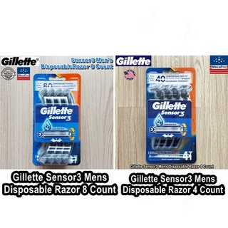 Gillette® Sensor3 Mens Disposable Razor ยิลเลตต์ เซนเซอร์ 3 มีดโกน สำหรับผู้ชาย แบบใช้แล้วทิ้ง