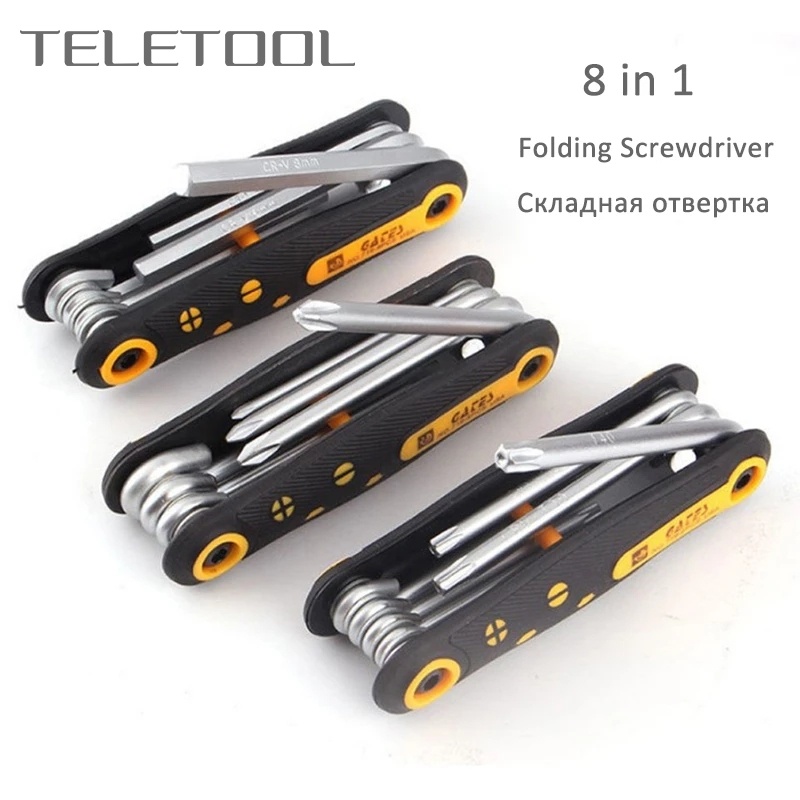 8 in 1 Folding Hexagon Key Allen Wrench Set Inner Hexagon Spanner Plum Hex Wrench Screwdriver Hand T