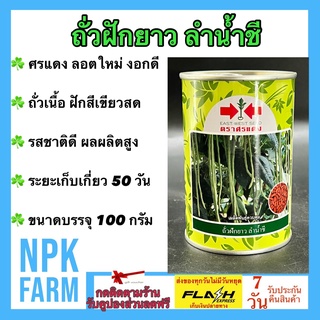 ถั่วฝักยาว ลำน้ำชี ขนาด 100 กรัม เมล็ดพันธุ์ ถั่วเนื้อ ศรแดง ลอตใหม่ ฝักสีเขียว คุณภาพฝักดี ต้นแข็งแรง รสชาติดี