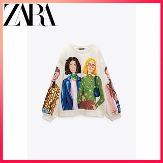 Zara เสื้อกันหนาว พิมพ์ลาย ฤดูใบไม้ร่วงและฤดูหนาว สําหรับผู้หญิง