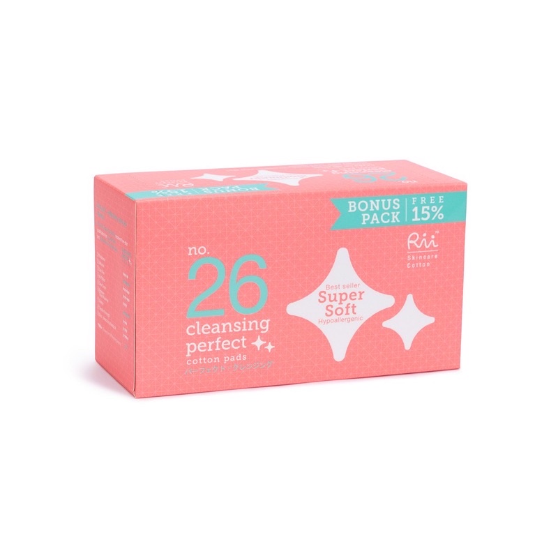 🌟พร้อมส่ง🌟Rii สำลีเช็ดหน้าno.26 cleansing perfect cotton pad 1 กล่อง/105แผ่น