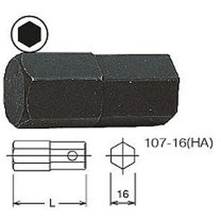 KOKEN 107-16(HA) ดอกไขควงตอกหกเหลี่ยม 1/2" แกน 16mm.