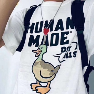 【HOT SALE】Human MADE เสื้อยืดแขนสั้น ผ้าฝ้าย พิมพ์ลายเป็ด หน้ายิ้ม มอลลาร์ด สําหรับผู้ชาย และผู้หญิง