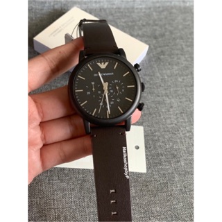 AR1919  size 46 mm. Gunmetal Leather Quartz Brow 😎