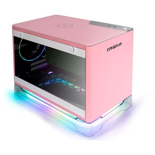 A1 Plus Mini ITX Tower Case with Tempered Glass Pink and 650W Power Supply