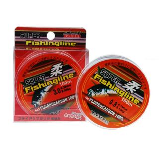 สายไนล่อนตกปลา 100% Fluorocarbon Monofilament 0.4-8LB 100 เมตร