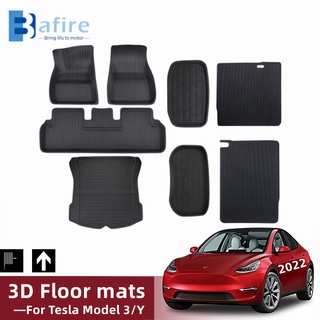 Tesla อุปกรณ์เสริมBAFIRE 3D Foot ad Customized For Tesla Model 3 Y Custom Floor Mats Fully Surrounded Floor Liner Waterr