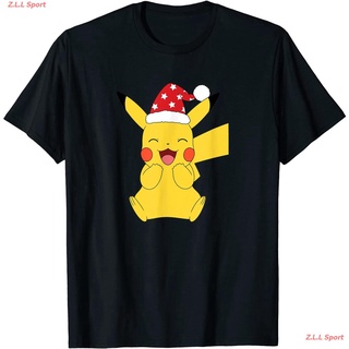 เสื้อยืดคอกลมโปเกมอน พิคาชู เสื้อยืดพิมพ์ลายการ์ตูน Pokemon Christmas Pikachu T-Shirt เสื้อยืดแฟชั่นผู้ชาย 471