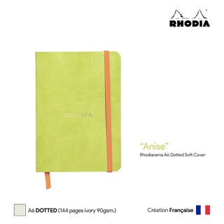 Rhodia Rhodiarama (A6) Dotted Soft Cover (Anise) - สมุดโน๊ตปกอ่อน Rhodia ขนาด A6 ลายจุด สีเขียวอ่อน