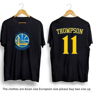 เสื้อยืดคอกลม พิมพ์ลาย NBA Golden State Warriors Klay Thompson สีดํา สีขาว สําหรับผู้ชาย และผู้หญิง