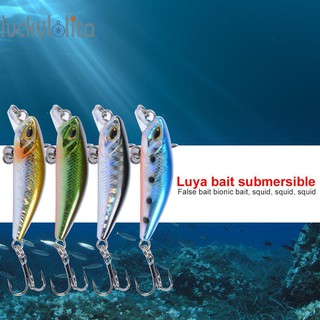 ✿Luckylolita✿4.7cm Fishing Sinking Lure 3.7g 3D Minnow Hard Bait with 3 Fishing Hooks