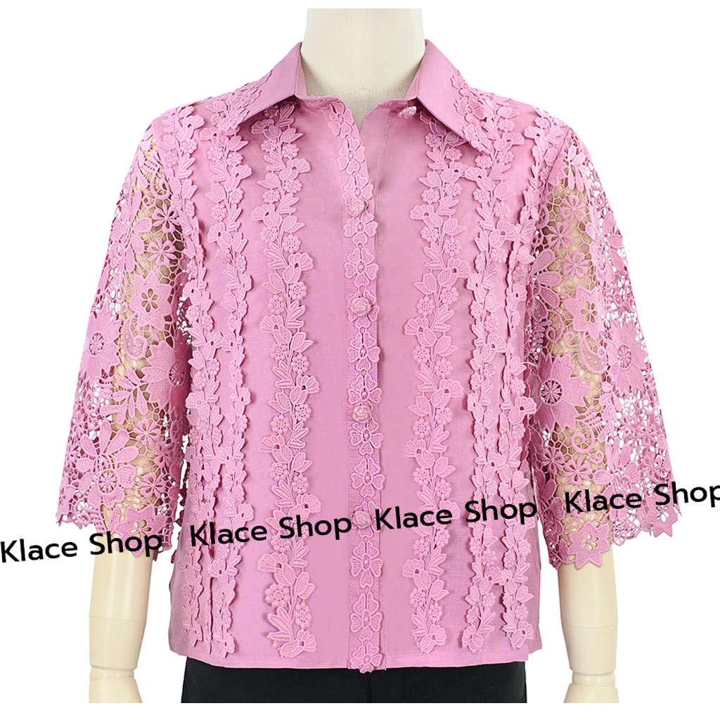 KLACES - เสื้อลูกไม้ รหัส OKI778 ยี่ห้อ In Ka Oil ผ้าลินินแท้ 100%