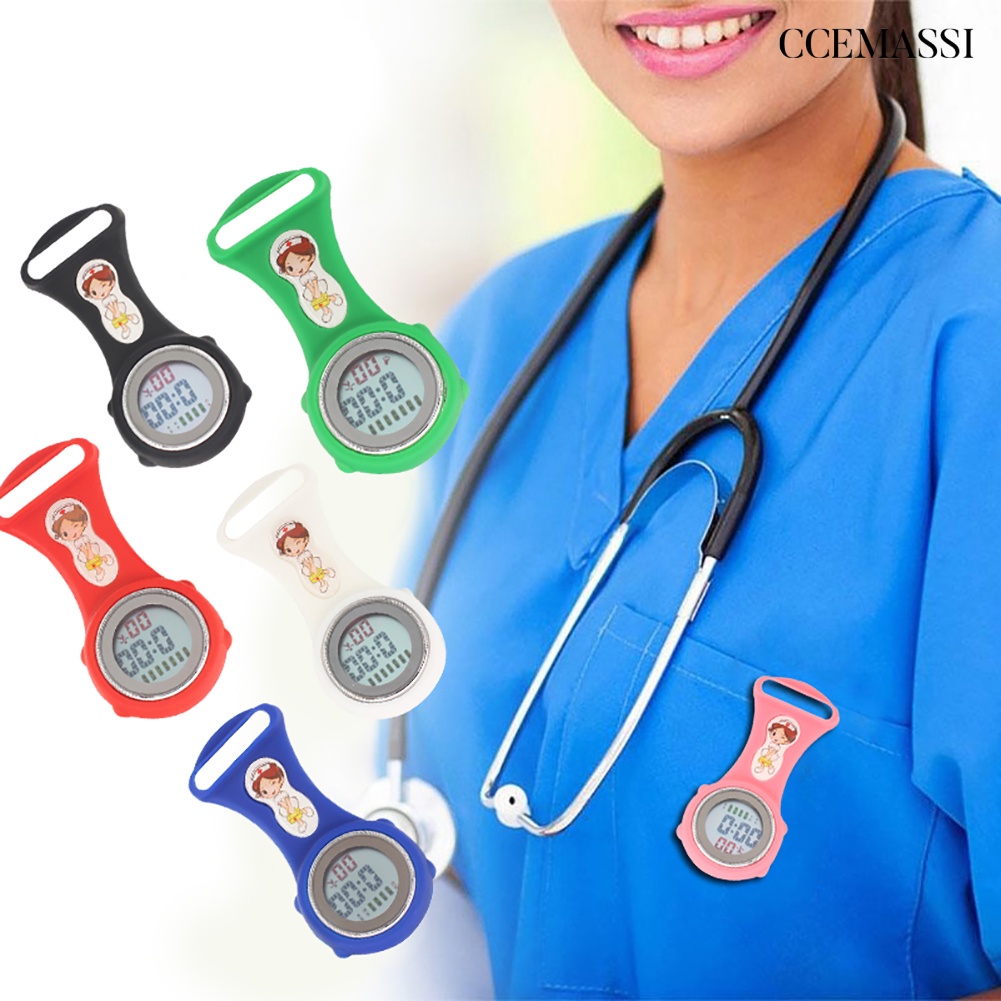 Cc Luminous Digital Silicone Calendar Nurse Watch Doctor Pocket Medical Clock
