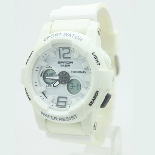 Sport Watch SAMDA นาฬิกาผู้หญิงและเด็ก สายยาง ระบบเข็มและDigital-SW-S6 (White)