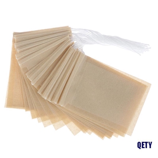 (QETY)100Pcs/lot Empty Paper Tea Bags Filter Drawstring Teabags for Herb Loose Tea
