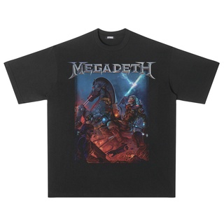 Psycho21 เสื้อยืดแขนสั้น พิมพ์ลายวงร็อค MEGADETH Cyberpunk สไตล์เรโทร ใหม่