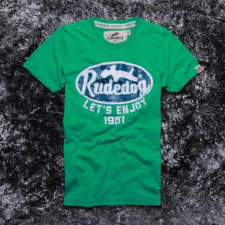 rudedog เสื้อคอกลม ชาย  รุ่น Enjoy สีเขียว ไซส์ เอสชาย