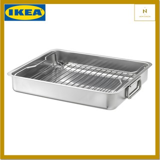 ถาดย่าง พร้อมตะแกรง สแตนเลส ขนาด 40x32x6.5 ซม. KONCIS คอนซีส (IKEA)