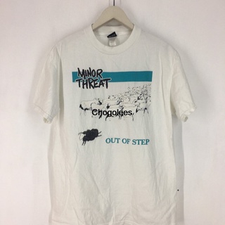 เสื้อยืดผ้าฝ้ายพิมพ์ลาย เสื้อยืด ลายวงพังก์ Minor Threat Out Of Step ยุค 00s สไตล์วินเทจ