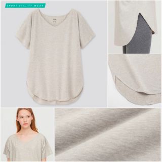 WOMEN Uniqlo เสื้อทรงยาว AIRism คอวีแขนสั้น