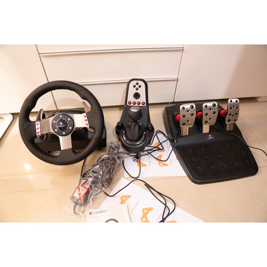 Logitech G27 Forced Feedback Wheel and Pedal set จอยพวงมาลัย มือสอง สภาพดี กล่องมีตำหนิ Shopee