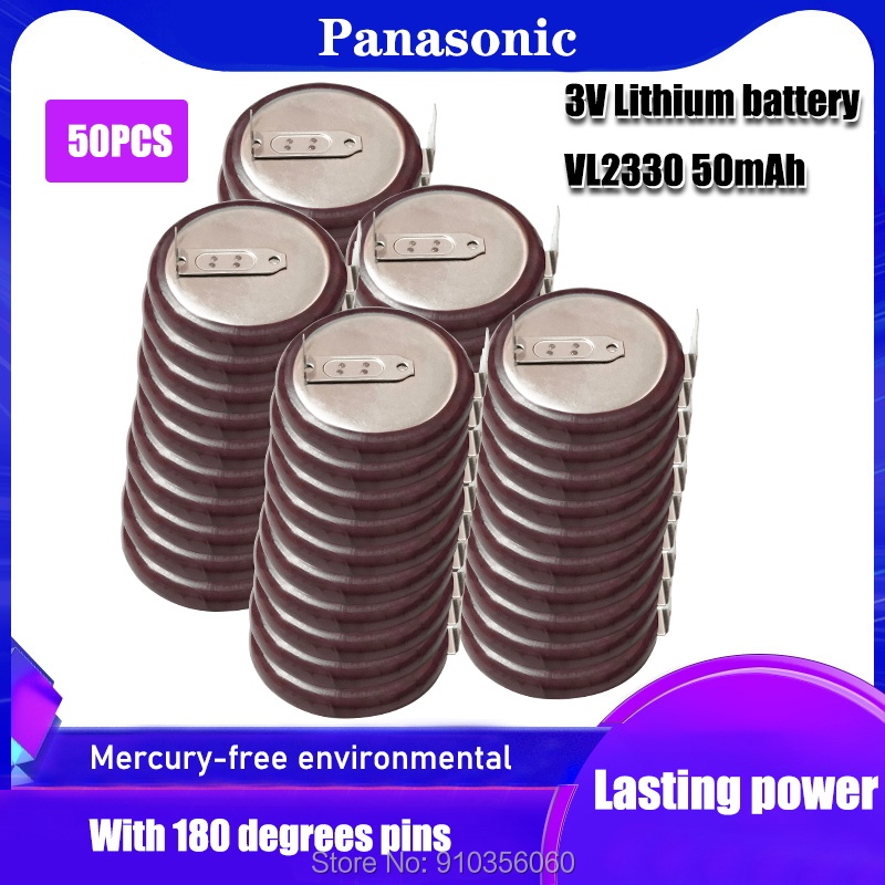 50PCS New for PANASONIC VL2330 2330 VL2330/HFN 3V 50mah 180 Degrees Rechargeable Lithium Battery Coi