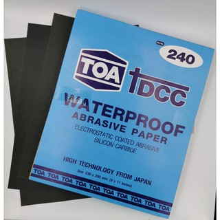 TOA กระดาษทรายน้ำ รุ่น DCC สำหรับขัดเหล็ก โลหะ พลาสติก สีโป้ว แพ็ค 12 แผ่น