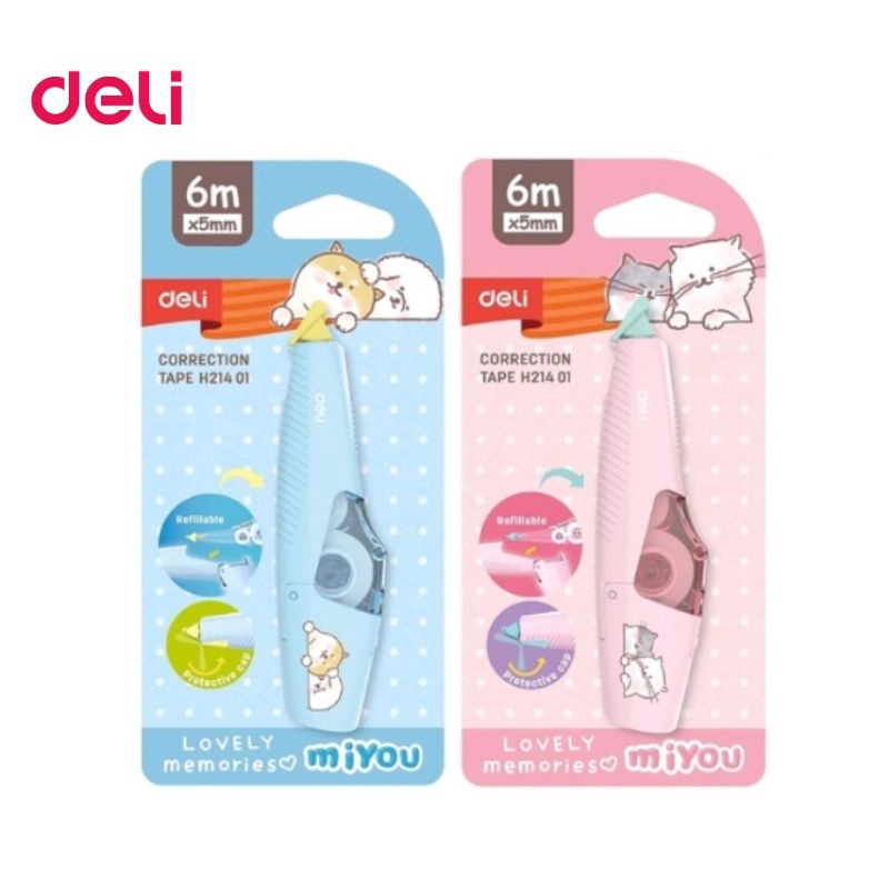 Deli เทปลบคำผิด Corrertion Tape เทปลบแบบเปลี่ยนไส้ได้ Miyou H21401 ขนาด 6m×5mm