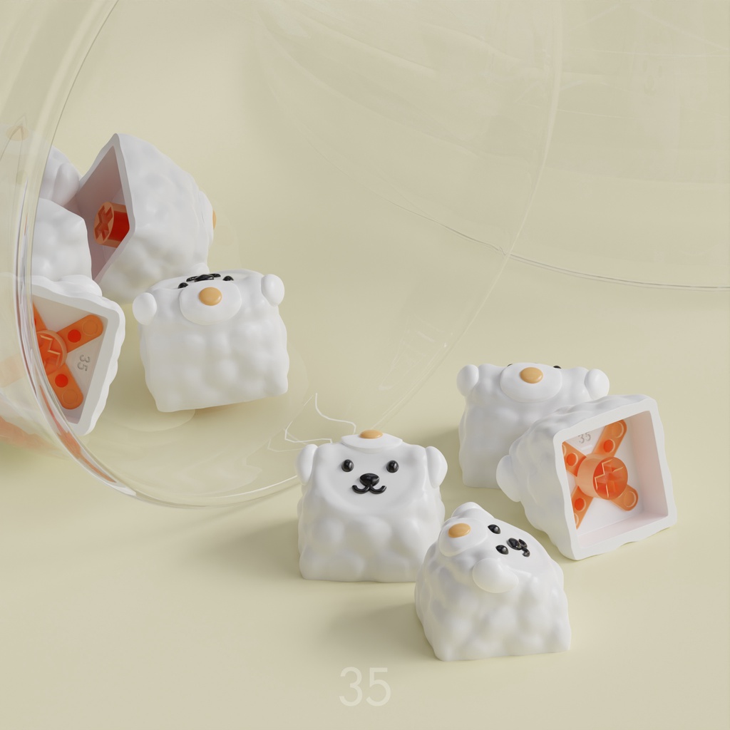(พร้อมส่ง) (35) ลูกแกะไข่ดาว คีย์แคป ปุ่มคีย์บอร์ด แต่งคีย์บอร์ด | Sheep w/ egg Keycap