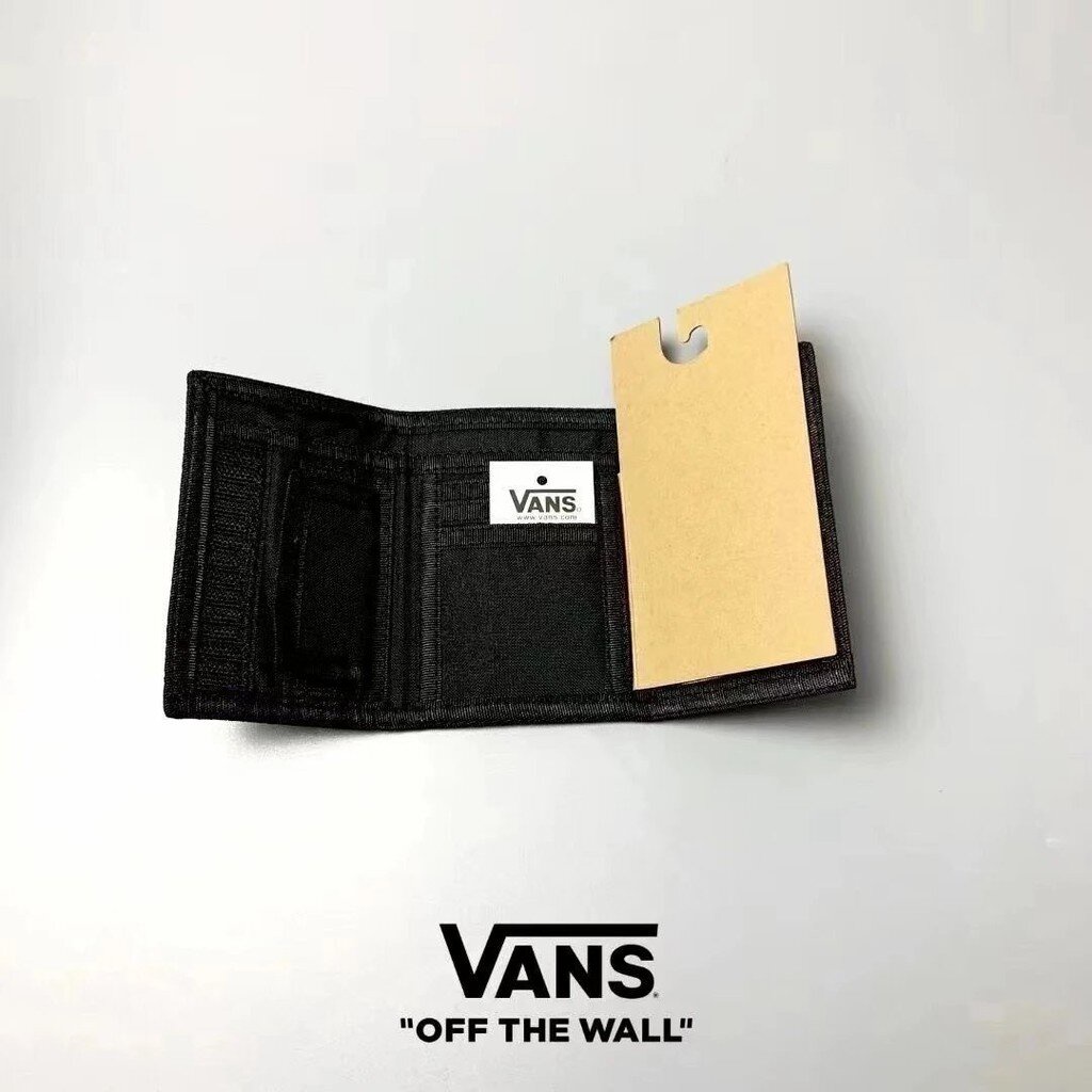 กระเป๋าสตางค์ Vans Slipped Wallet - Black/Mesh Grey ของแท้ พร้อมส่งจากไทย