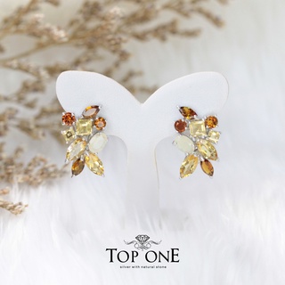 Top1Jewelry ต่างหูเงินแท้ พลอย Citrine แท้