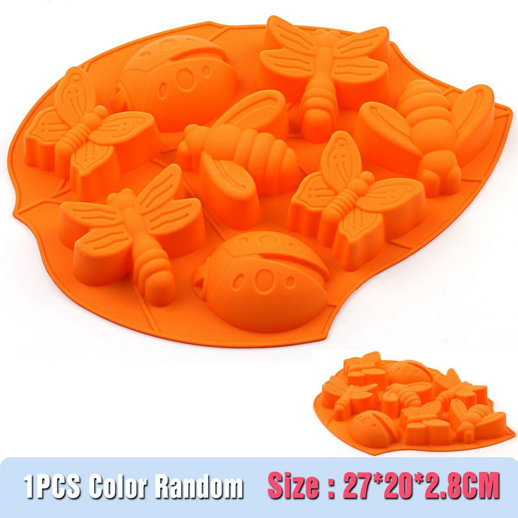 1 ชิ้น 8 หลุมผีเสื้อ Bee Beetle รูปร่างซิลิโคนเค้กแม่พิมพ์ซิลิโคน Jelly Pudding ช็อกโกแลตแม่พิมพ์ Ha